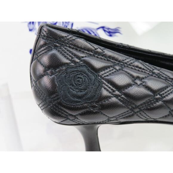 NIB BURBERRY BABY BLACK QUILTED LEATHER LOGO KITTEN HEEL PUMPS EU 36 US 6 $1K - Picture 5 of 15